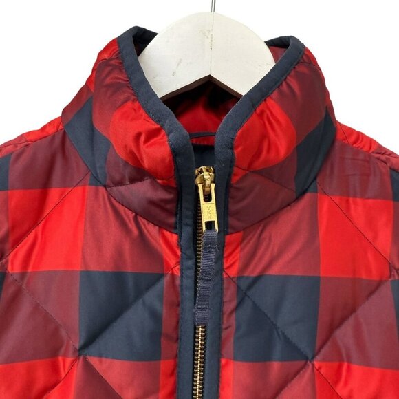 J.CREW Buffalo Check Vest XXS Puffer Red Blue Preppy Plaid Down Feather Jacket - Picture 5 of 11